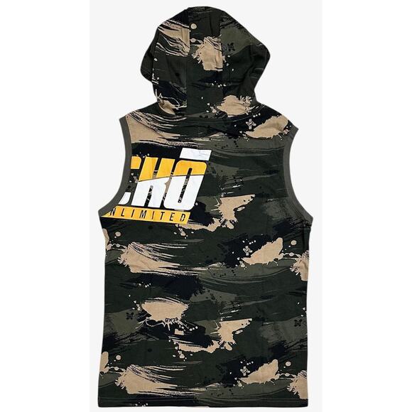 Ecko Unltd Men's Hoodie T-Shirt Broad Stroke Camo Sleeveless Tee in Olive Camo - Picture 3 of 4